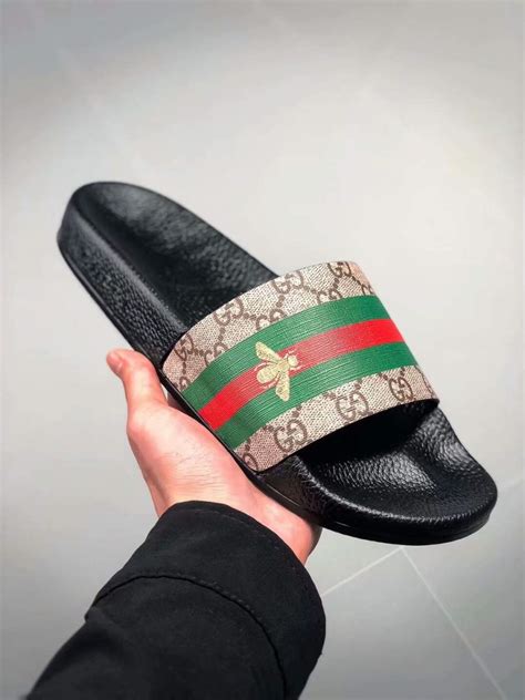 fake gucci bee slides|cheapest Gucci slides.